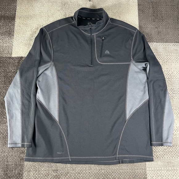Nike ACG‎ Athletic Shirt Adult 2XL Gray 1/4 Zip Dri Fit Polyester Long Sleeve - Picture 1 of 12